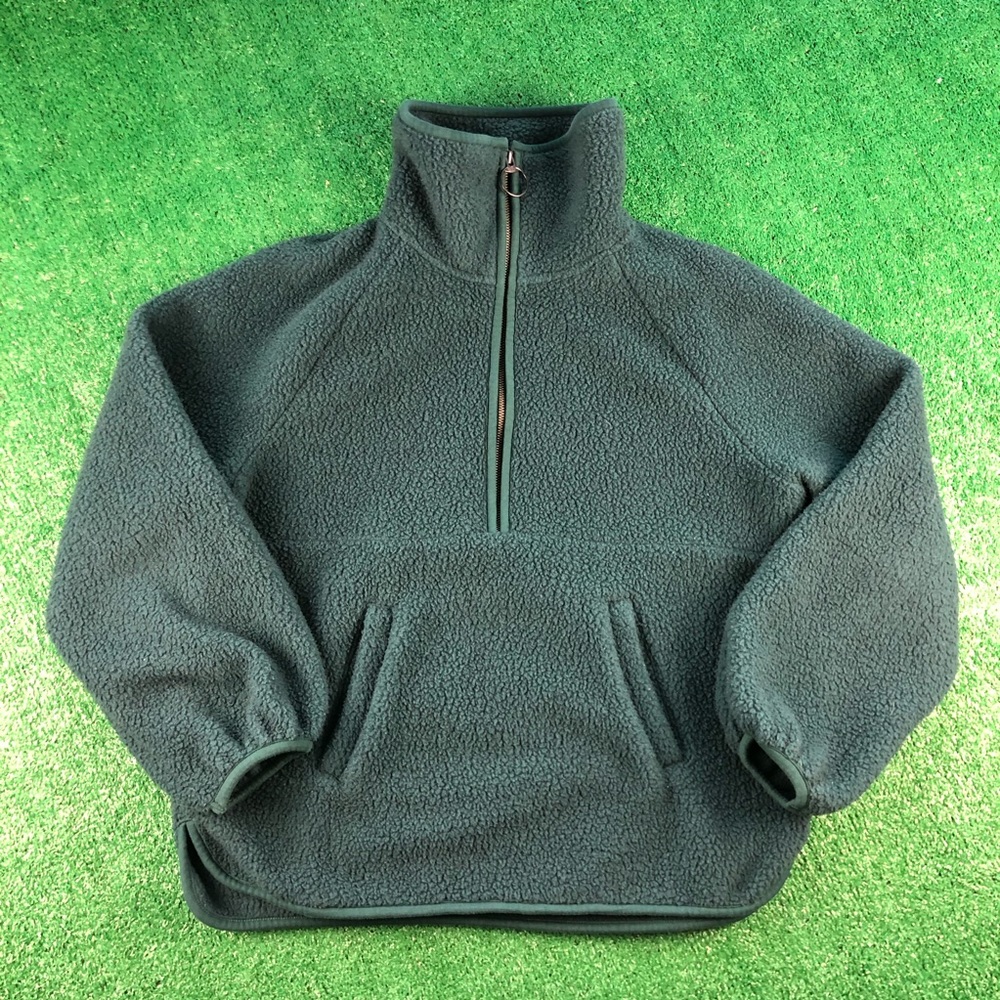 Madewell Fleece Teddy Sweater Green Pullover Large